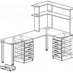 Чертеж Угловой письменный стол для двоих Нико 81 BMS